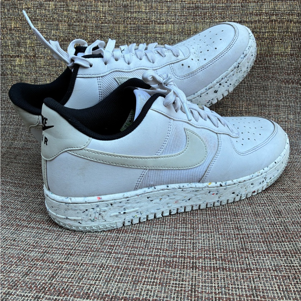 Nike Air Force 1 White and Black Sneakers w/recycled Rubber Soles